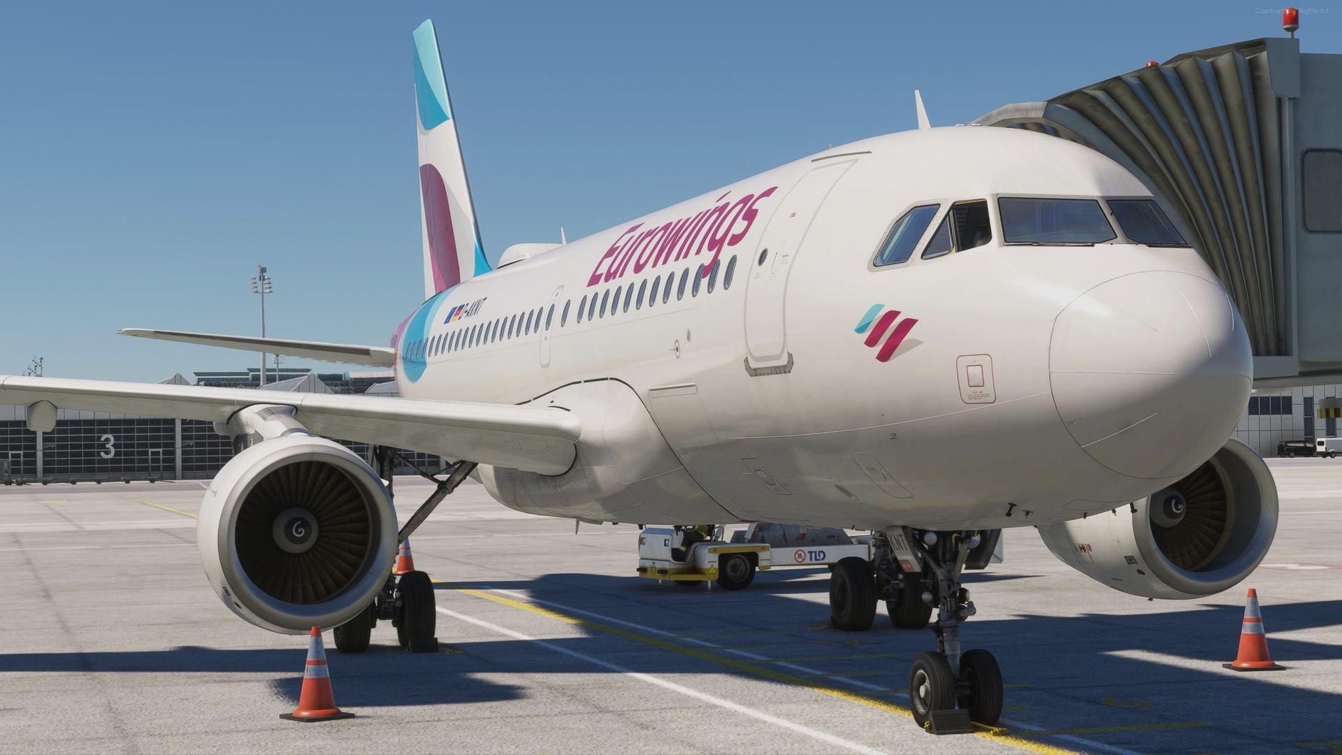 Go2Gate Europe Pack — Eurowings A320 at gate, ground handling about to begin